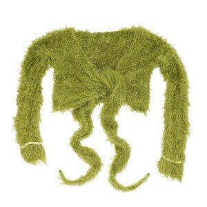 Vintage 90s Y2K Cozy Green Fuzzy Cropped Cardigan Sweater Soft Fluffy Knit Top
